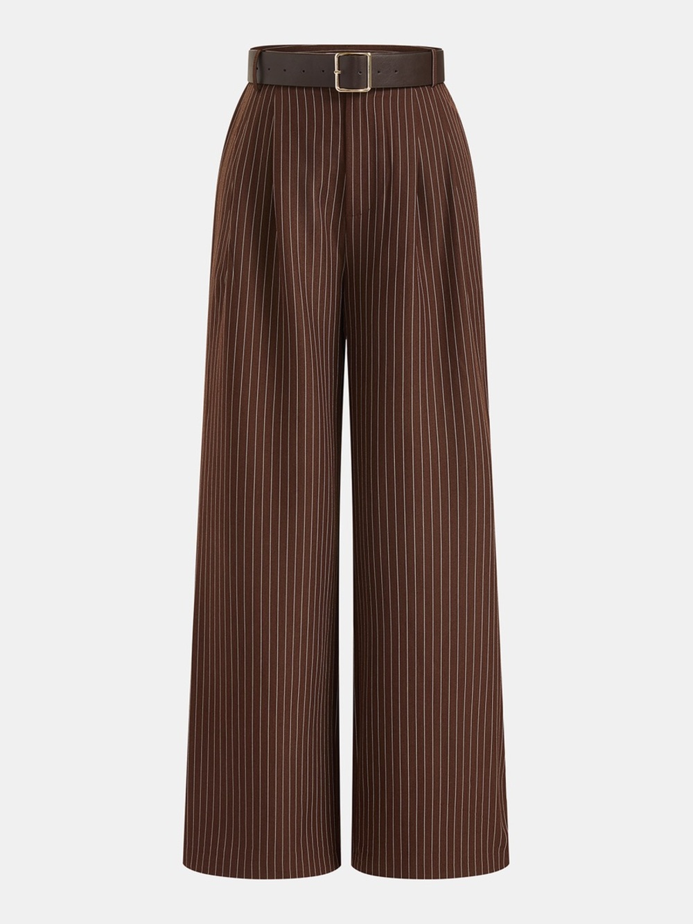 Commense Brown Pinstripe Wide-Leg Jumpsuit - Picture 9 of 14